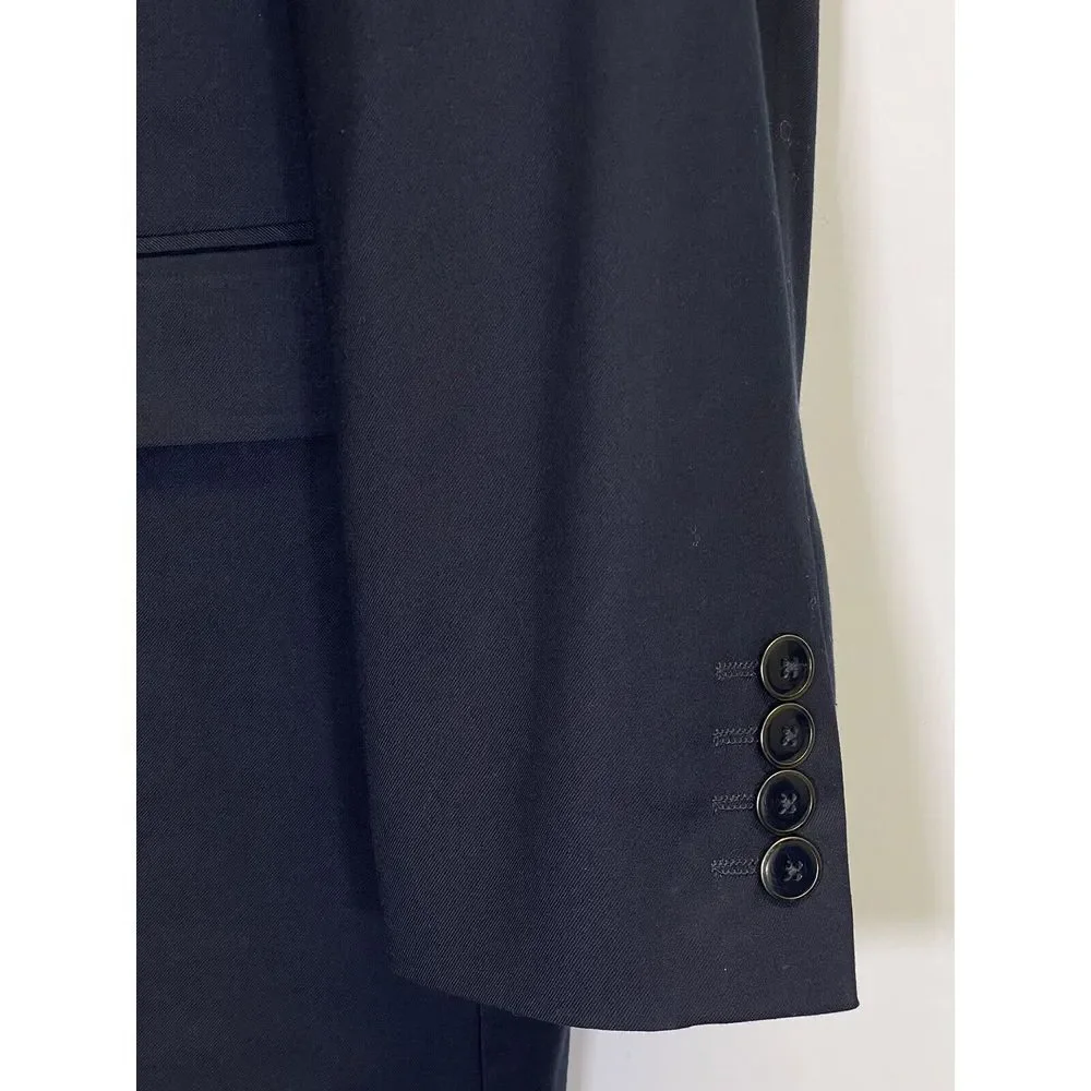 Pierre Laurant Blazer Men's 44L Navy Blue Suit Jacket Edward 2B‎ Highteck Fabric